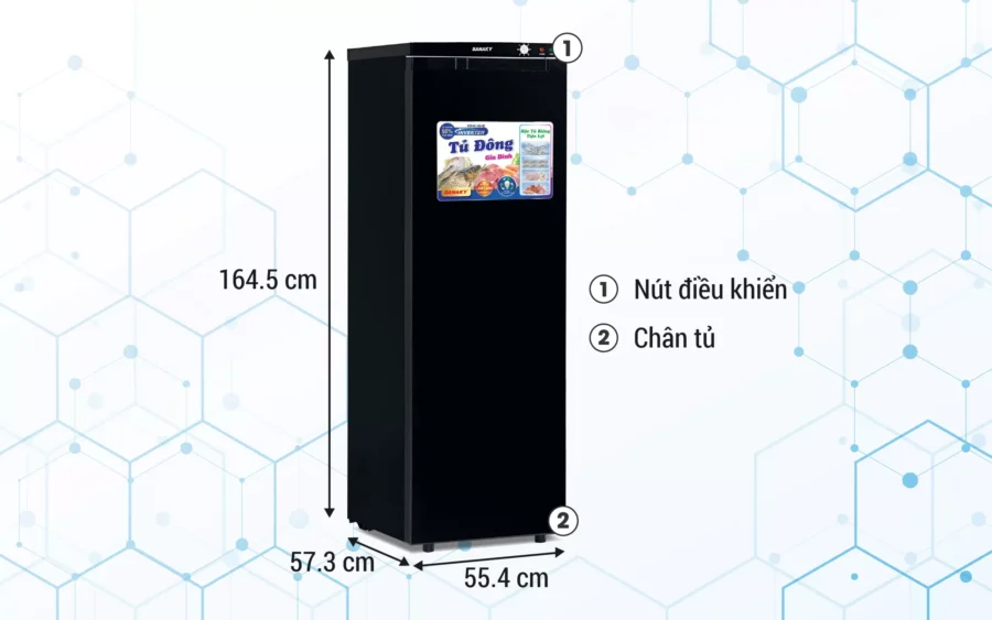 Tủ đông Sanaky VH-230VD 213 lít thiết kế đứng một cánh