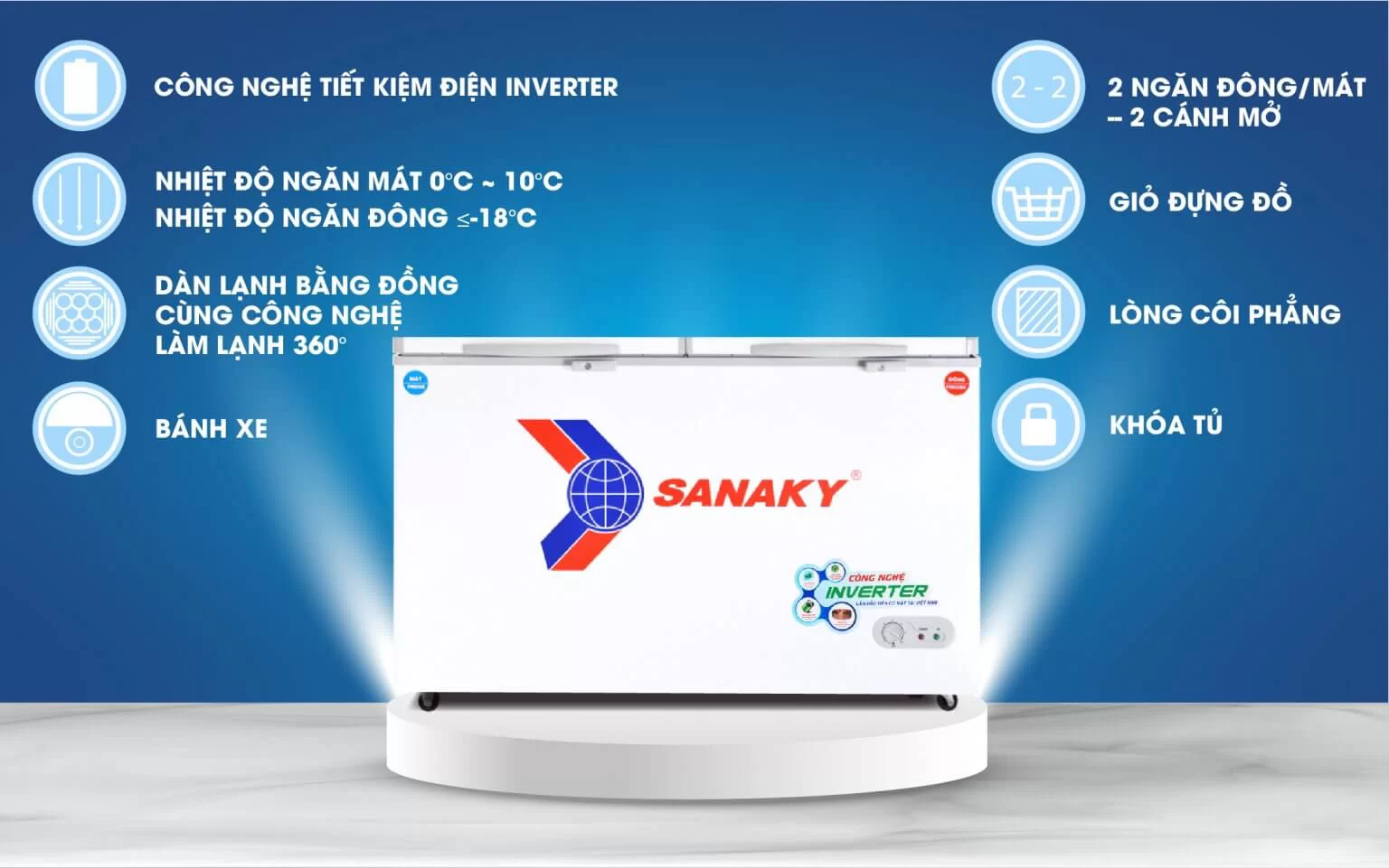 Kiểm tra tem số sê-ri và thông tin bảo hành tủ đông Sanaky